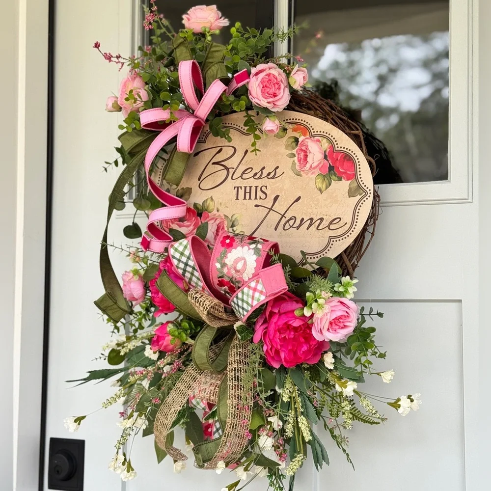 Bless This Home Floral Wreath